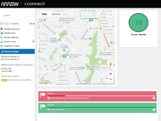 The xConnect software displays the status of servers and other devices it monitors across the system. (Source: Arrow)