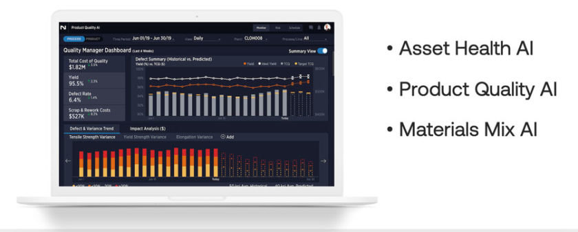 The Noodle.ai Vulcan Manufacturing Suite gives insights into key manufacturing issues.