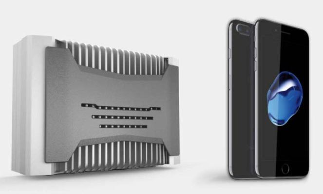 Controller chassis size compared to 2 mobile phones